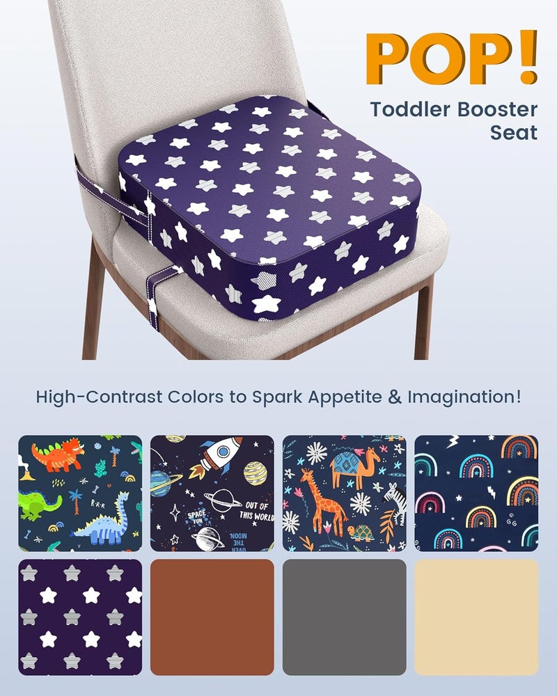 OPZAVYA Toddler Booster Seat for Dining Table and Kitchen Chair – Adjustable Safety Straps, Non-Slip, Easy to Clean, Portable Travel Foam Booster Cushion Seat for Kids & Toddlers (Purple-Star) - Image 2